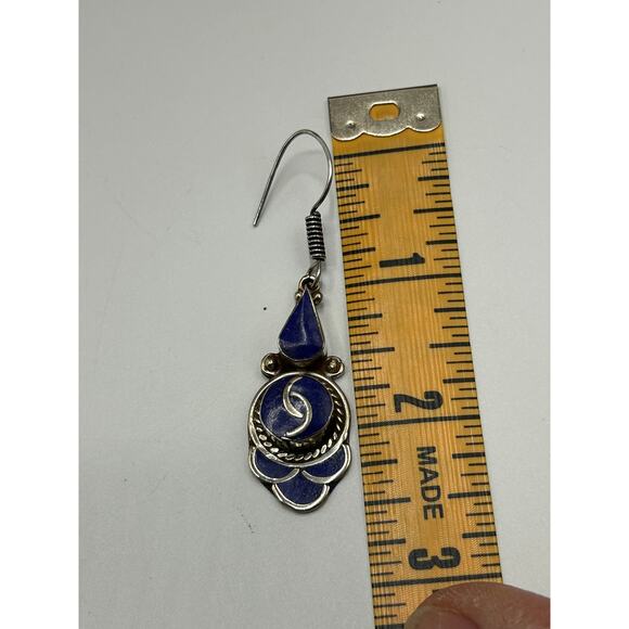 Blue Lapis Tibetan Silver Necklace Bracelet Earring Jewelry Set Handmade - Picture 6 of 16